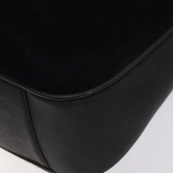 GUCCI Bamboo Hand Bag Suede Leather Black Gold 001 3444 1638 Auth bs27007 - Picture 12 of 14